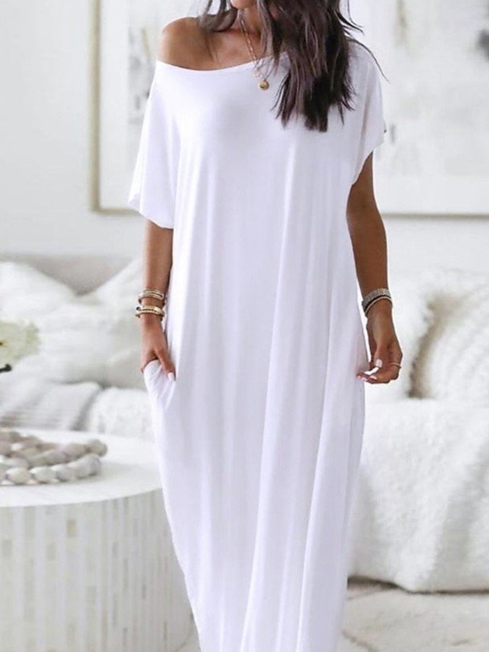 White Beautiful Off-Shoulder Maxi Dress